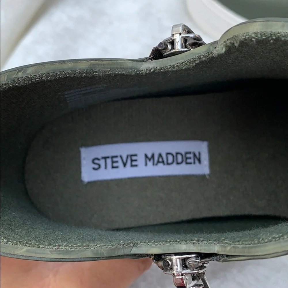 Steve Madden Rain Boots Wedgie Olive Green - Picture 6 of 7